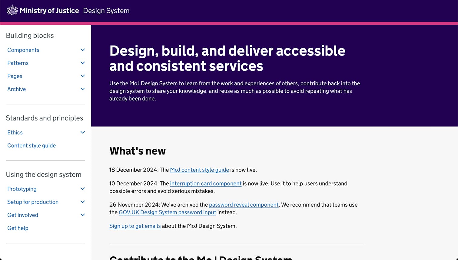 Ministry of Justice Design System